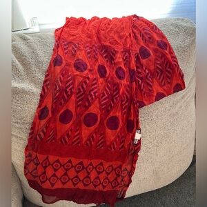 Harshita Silk Boho Scarf Art Deco Orange Red Arsty